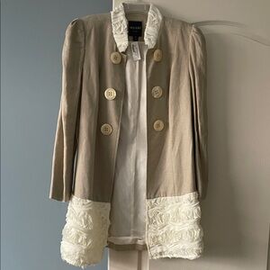 NWT! 100% Linen Tan and Cream Women's military jacket